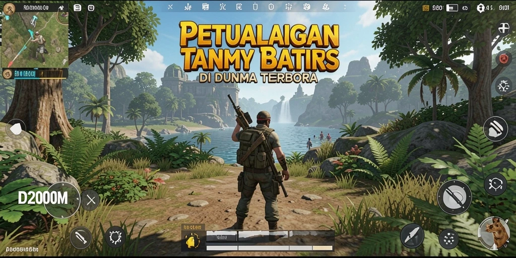 Screenshot D200M menampilkan petualangan seru di dunia terbuka yang luas.