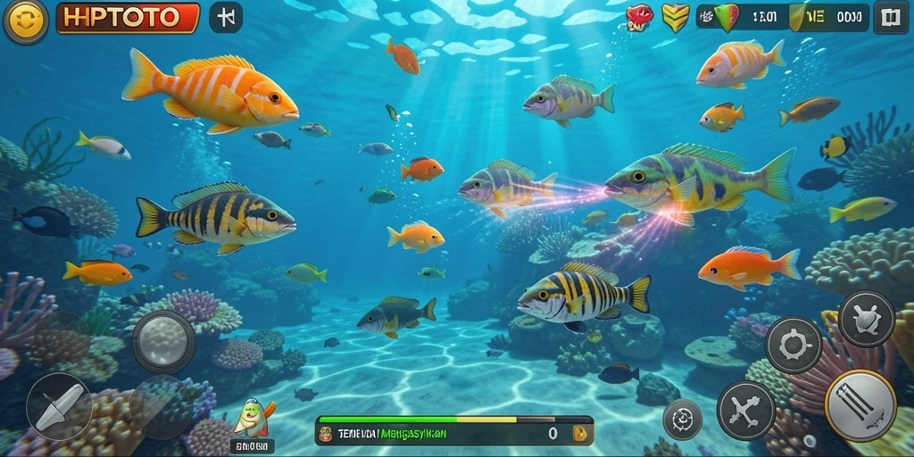 Tampilan menarik gameplay HPTOTO yang penuh aksi Tembak Ikan.
