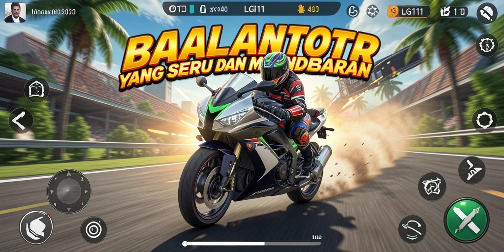 Screenshot menampilkan gameplay balapan motor yang mendebarkan.