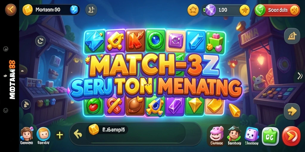 Screenshot MONTANA88 menampilkan gameplay Match-3 yang seru.