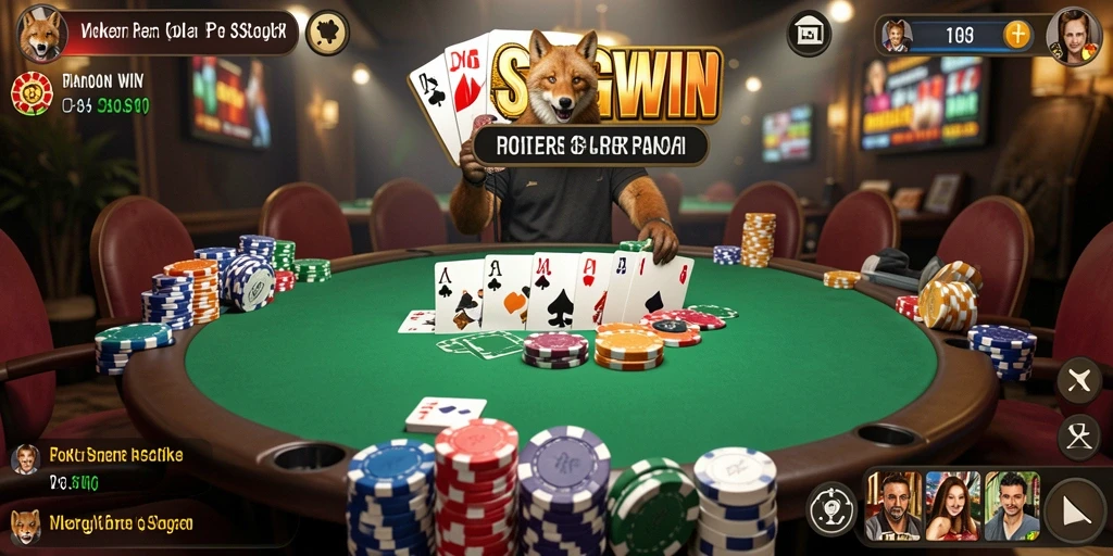 Screenshot utama MUSANGWIN menampilkan pemain yang terlibat dalam permainan Poker yang intens.