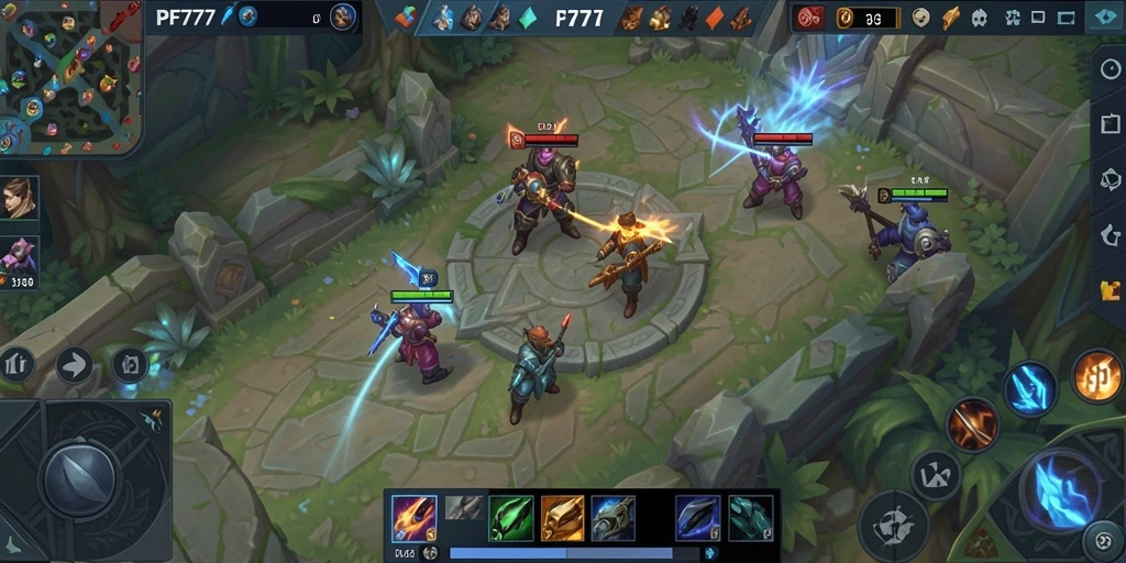 Tampilan gameplay seru dari PF777 dalam pertempuran MOBA.