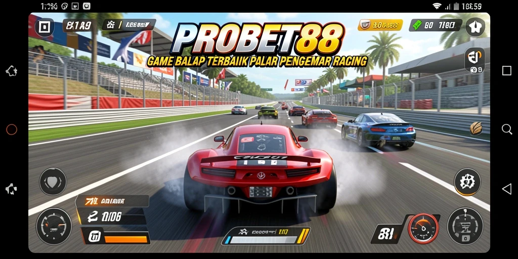 Gameplay seru dan mendebarkan dari PROBET88 saat balapan di lintasan.
